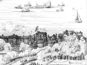 The Swan Theatre on the Bankside as it Appeared in 1614 by English School